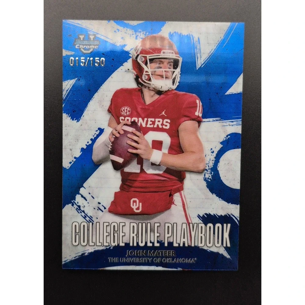 2025 Bowman U Chrome John Mateer #CRP-14 College Rule Playbook Blue /150 Sooners
